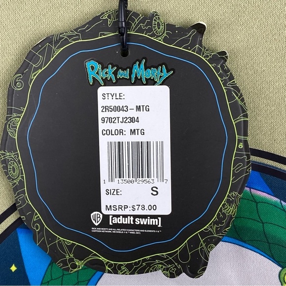 NWT Rick and Morty Pullover Sweatshirt Sz S Olive Green Cartoon Hip Hop Street - Picture 9 of 13